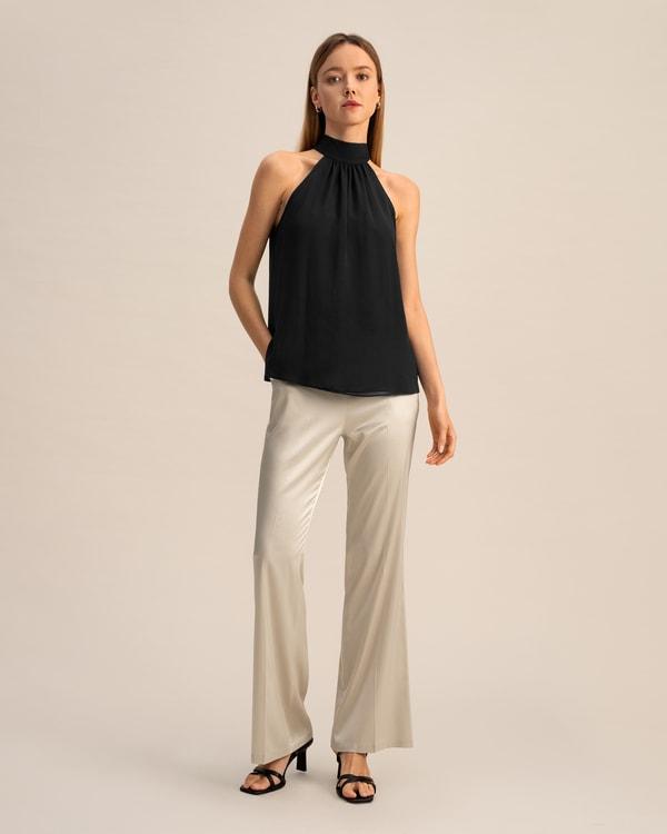 LILYSILK Silk Blouse Women Halter Neck Lily White 4 Product Image