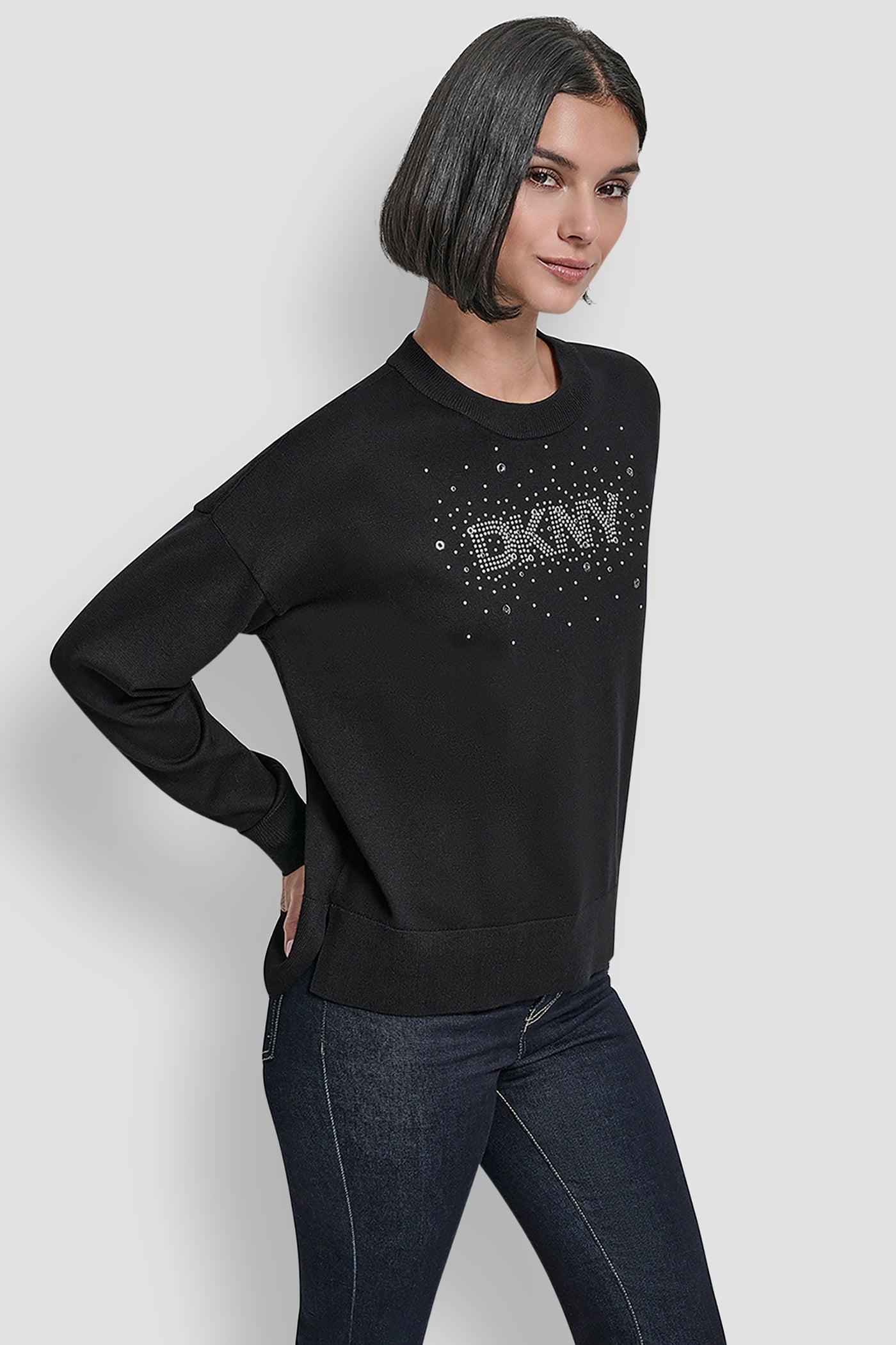 LONG SLEEVE GLITTER LOGO PULLOVER SWEATER Product Image