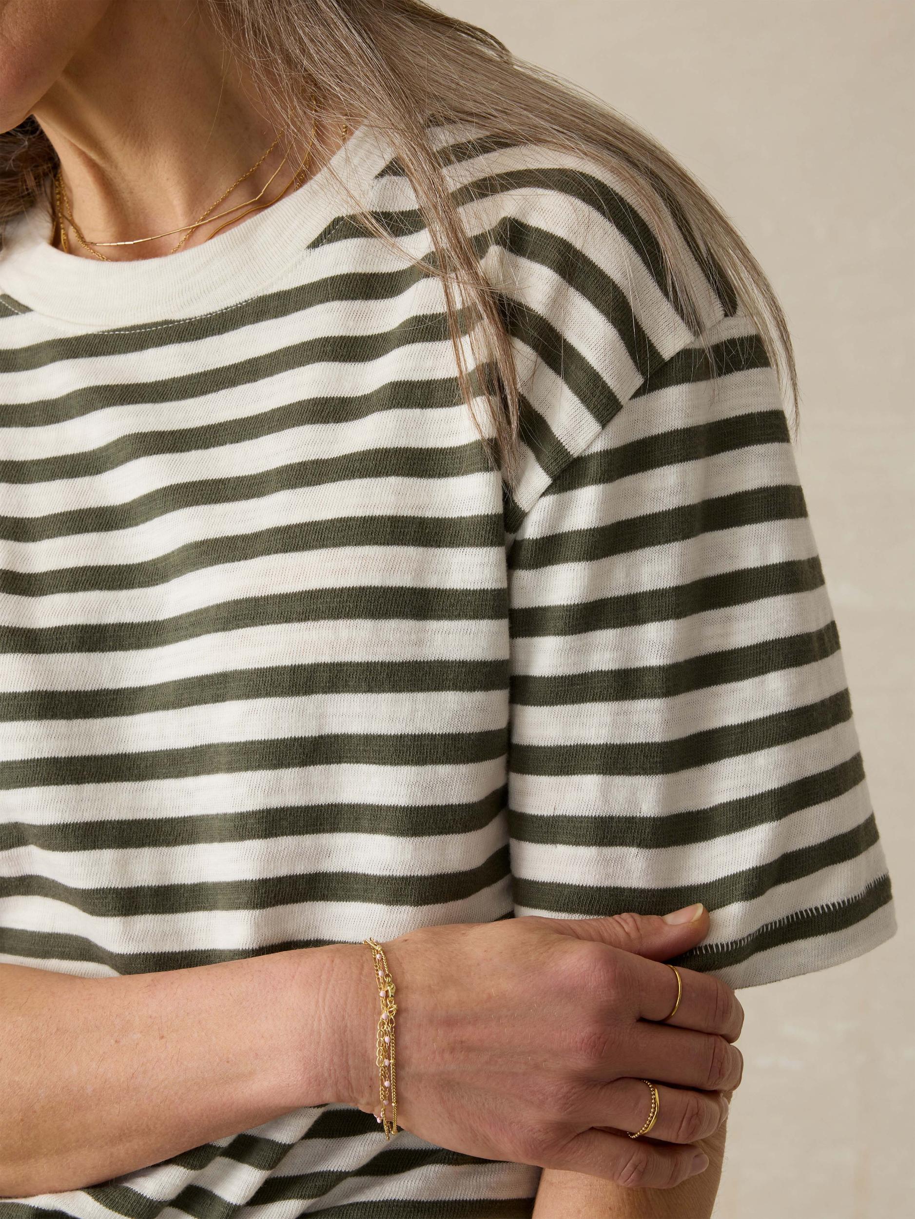 Organic Cotton Sunwashed Slub Vintage Tee - Brookline Stripe Female Product Image