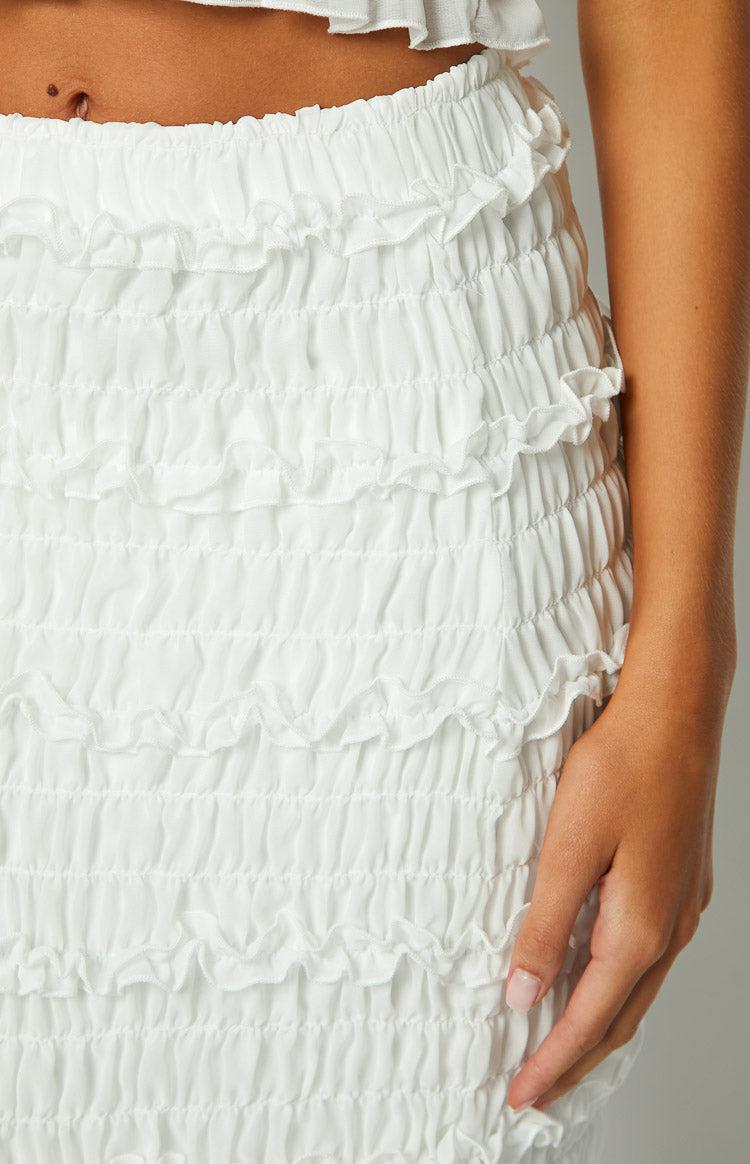 Shake it Off White Chiffon Midi Skirt Product Image