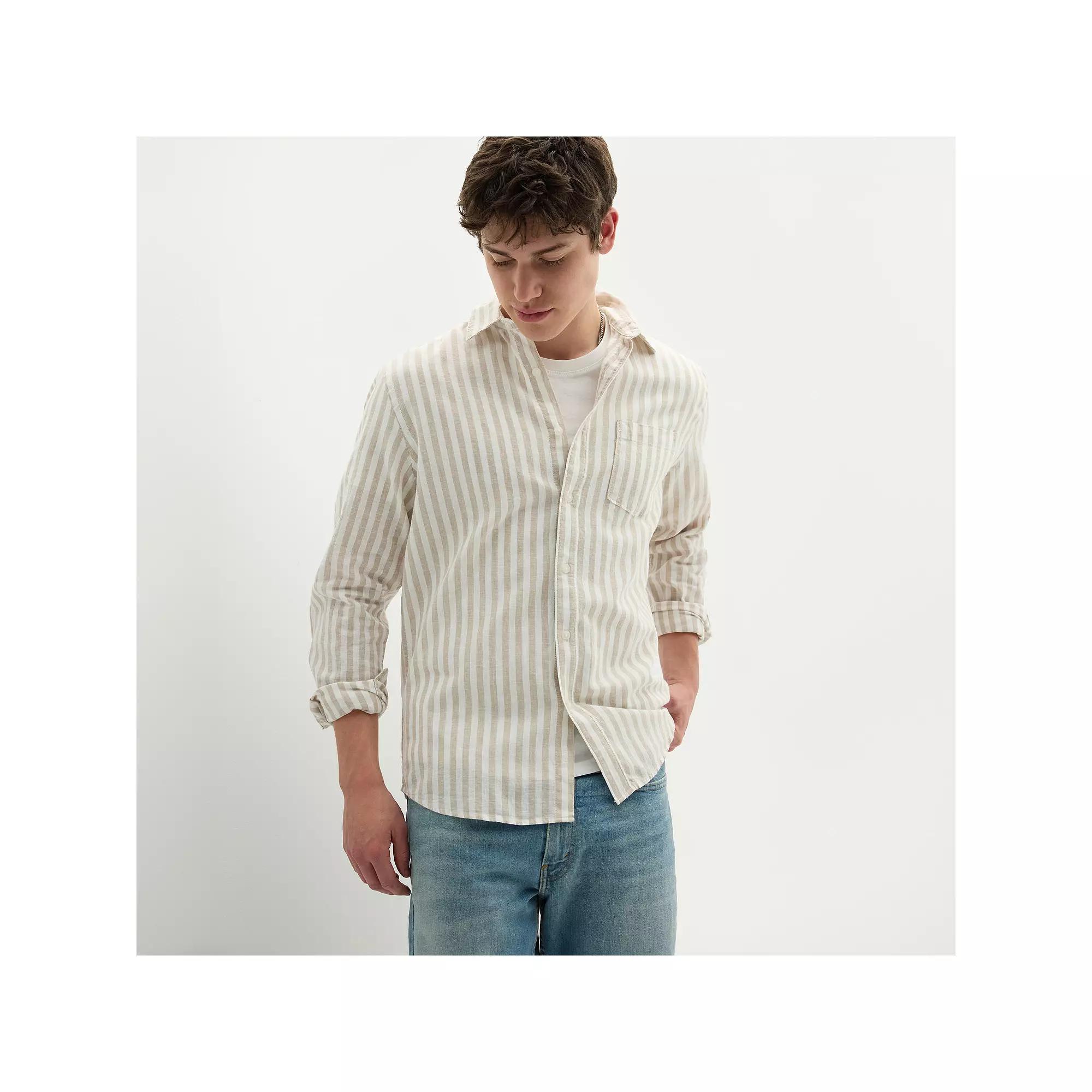 Men's Sonoma Goods For Life® Perfect Length Long Sleeve Linen Shirt,  Product Image