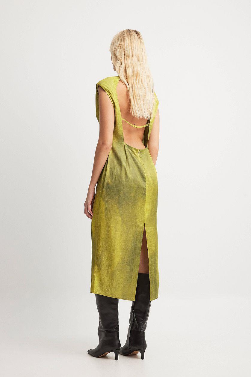 Funnel Neck Open Back Midi Dress Product Image
