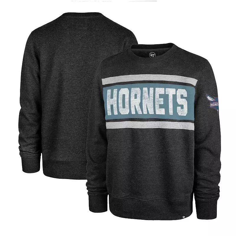 Men's '47 Heather Black Charlotte Hornets Tribeca Emerson Pullover Sweatshirt,  Product Image