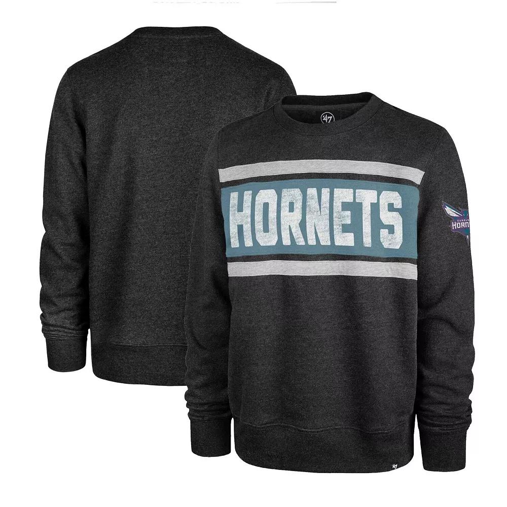 Men's '47 Heather Black Charlotte Hornets Tribeca Emerson Pullover Sweatshirt,  Product Image