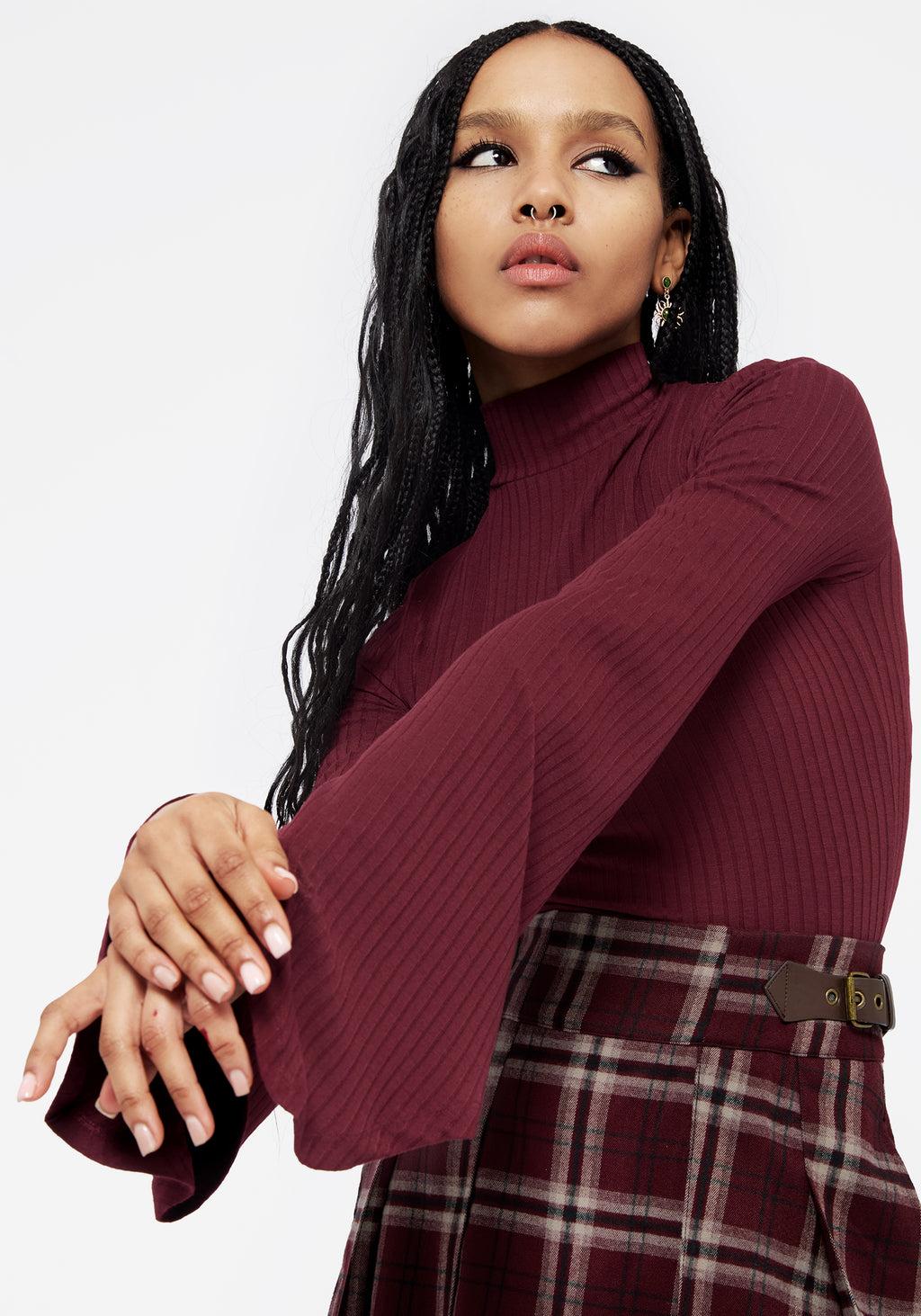 Amata Flared Sleeve Top - Red Product Image