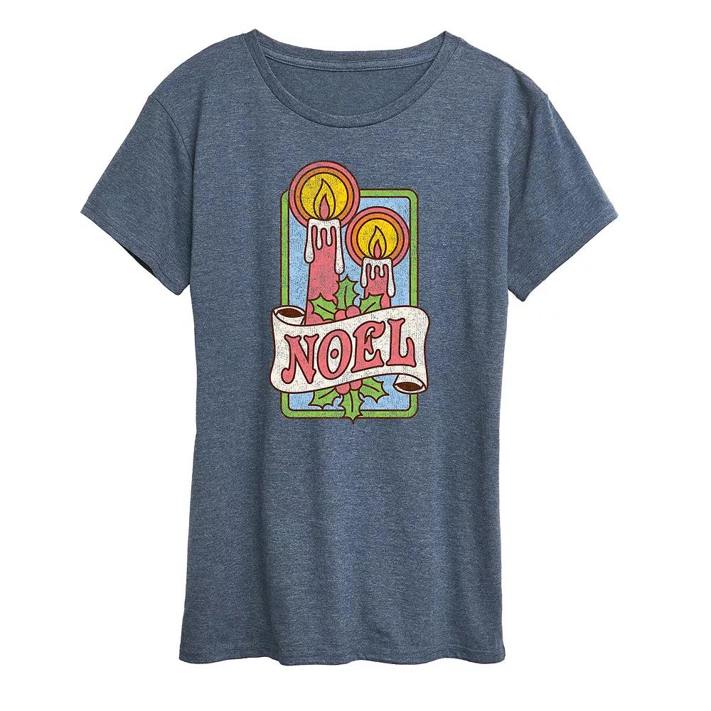 Women's Retro Noel Candles Short Sleeve Graphic Tee, Girl's,  Product Image