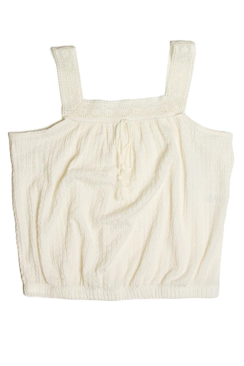 White Crochet Crinkle Tank Product Image