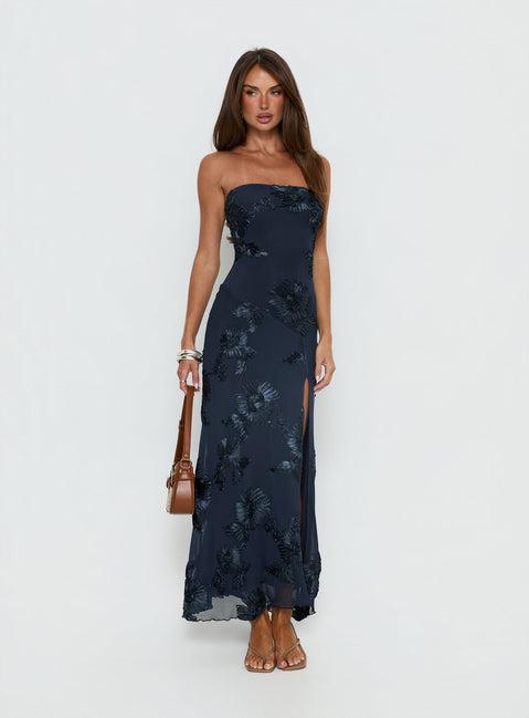 Maribeth Strapless Floral Maxi Dress Navy Product Image