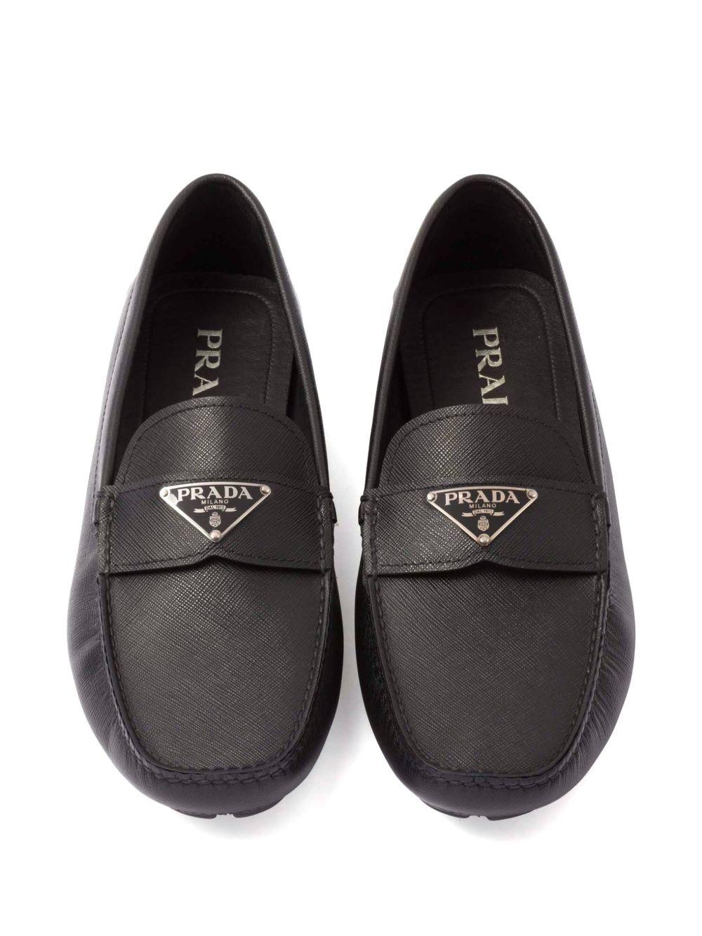 triangle-logo leather loafers Product Image
