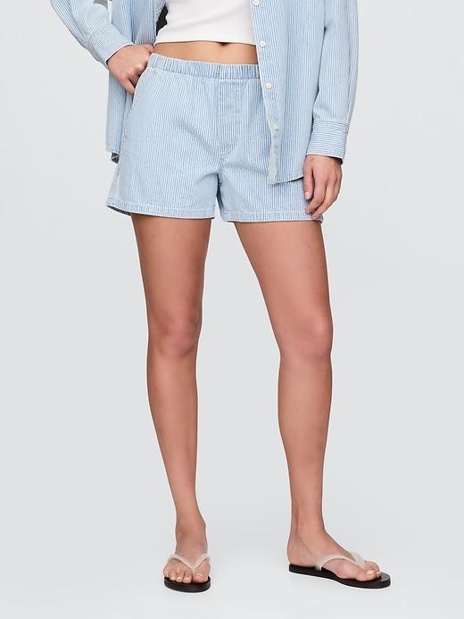 Mid Rise Easy Denim Boxer Shorts Product Image