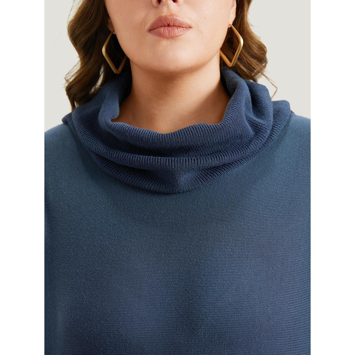Plus Size Supersoft Essentials Solid Turtle Neck Batwing Sleeve Pullover Aegean Women Casual Loose Long Sleeve Turtleneck Dailywear Pullovers BloomChic 22-24/3X Product Image