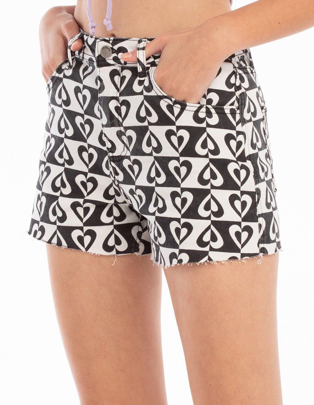 RSQ Womens Print Denim Shorts - BLK/WHT Product Image
