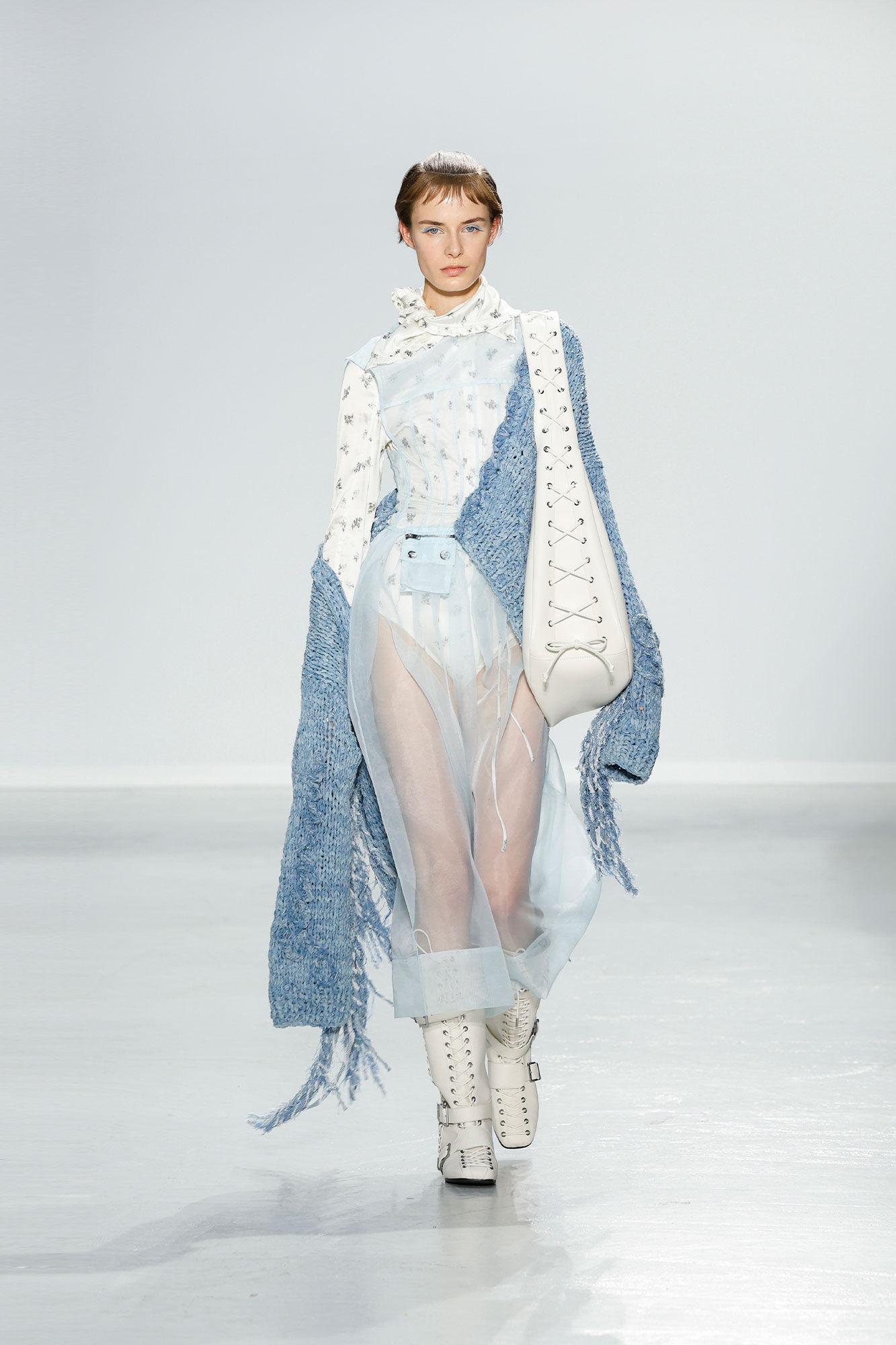 Blue Denim Handknit Cardigan Product Image