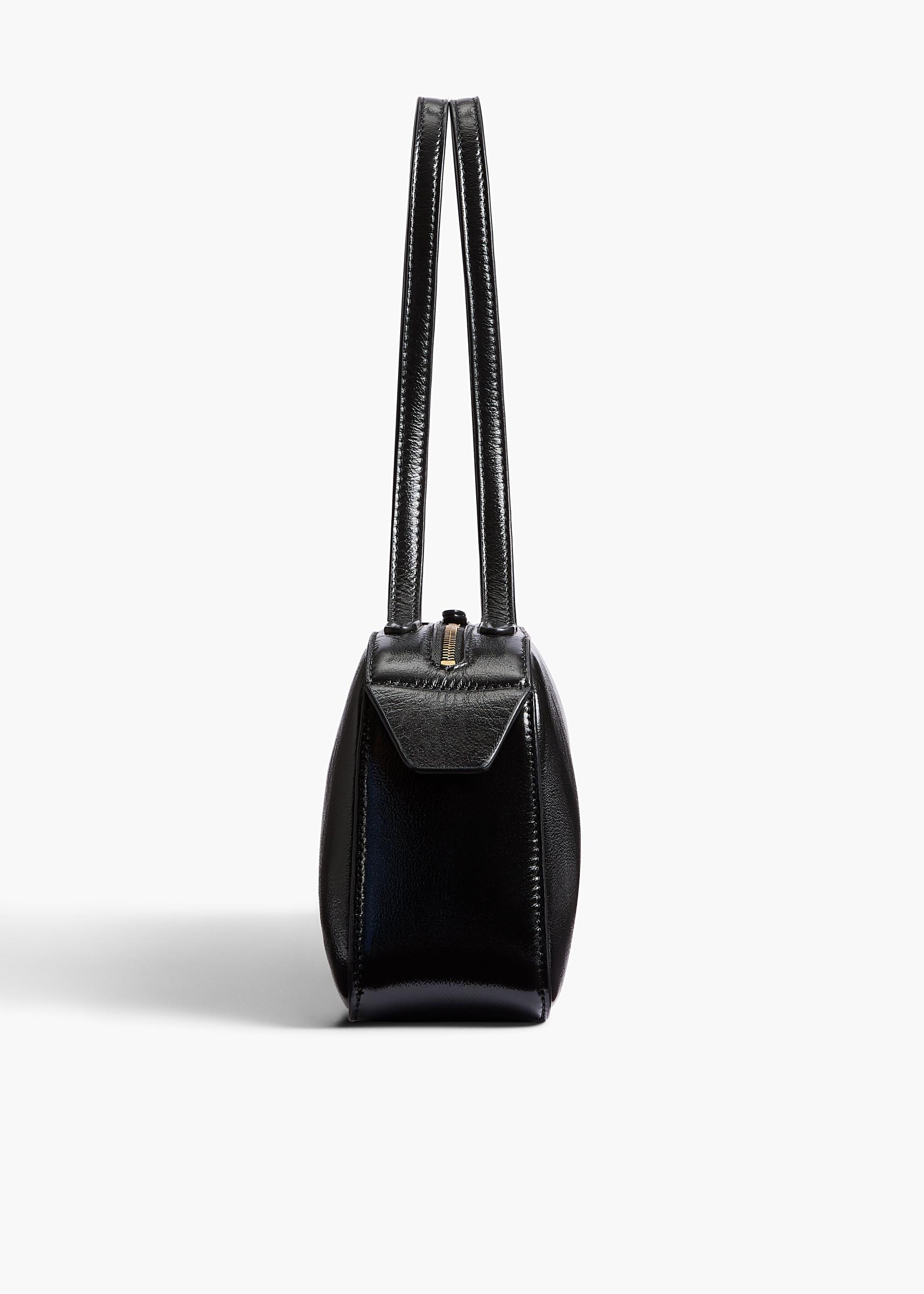 Simona Shoulder Bag in Black Crackle Patent Leather Product Image