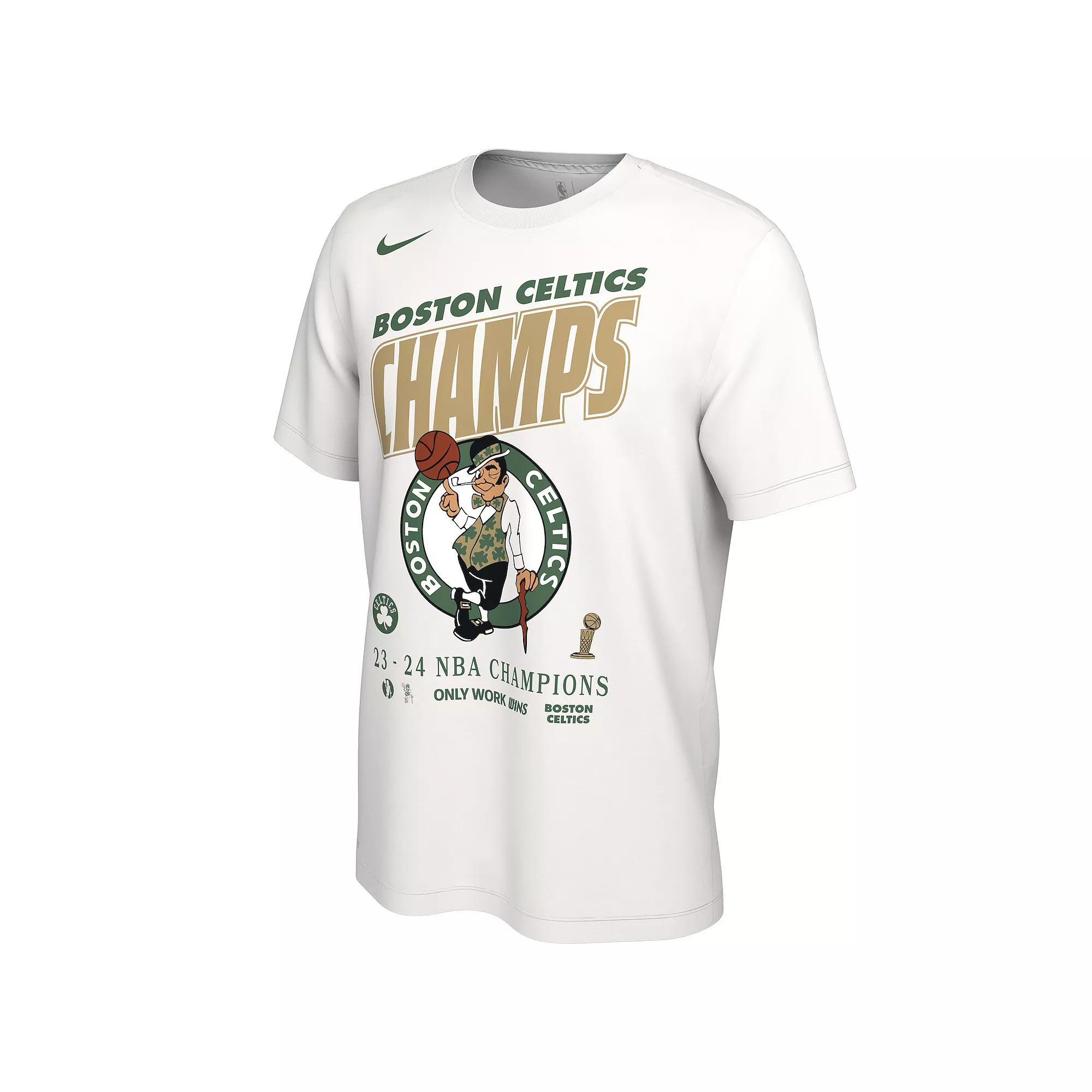 Men's Nike Boston Celtics 2024 NBA Finals Champs Celebration Roster Tee, Size: Small, White Product Image