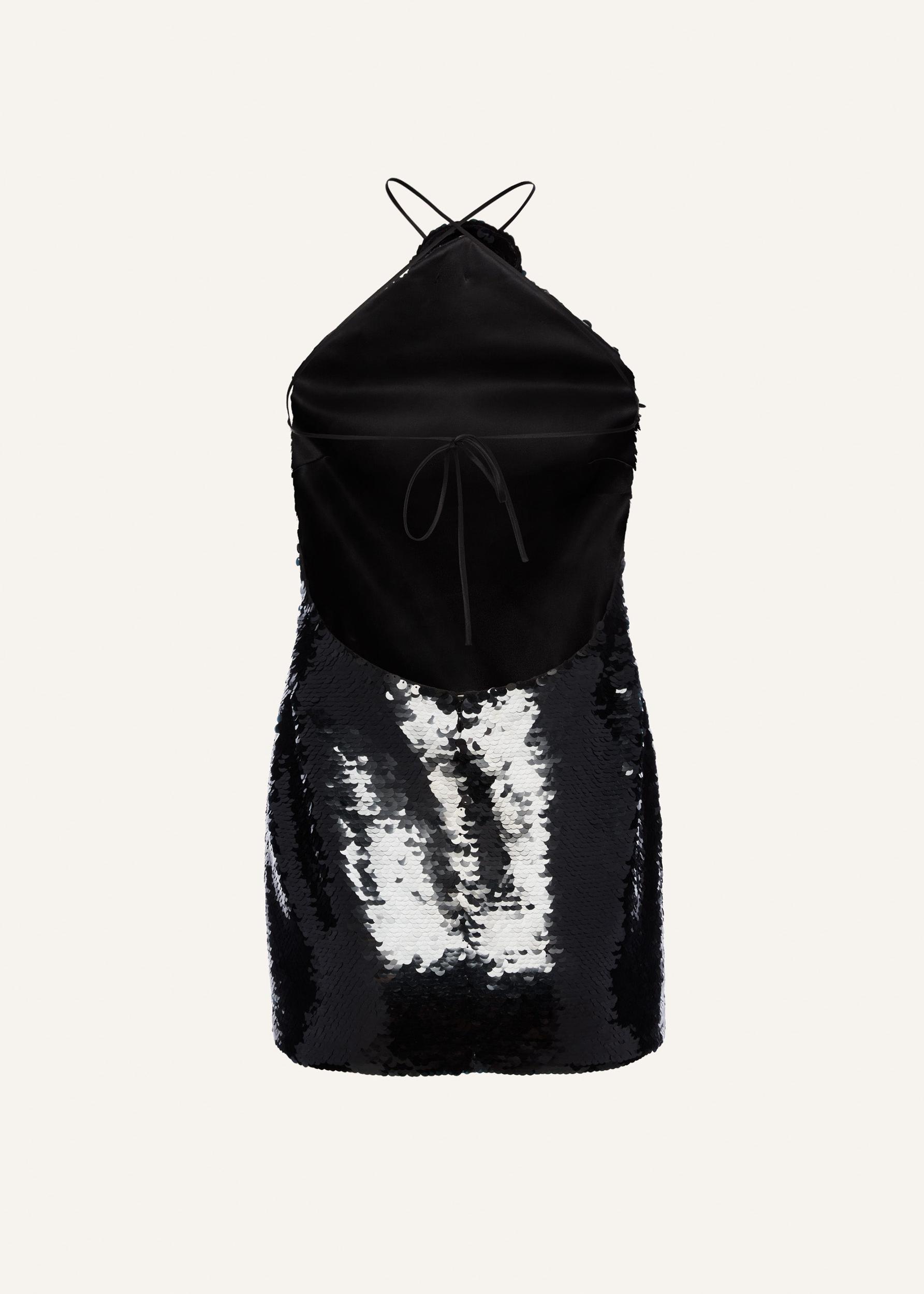 Choker sequin mini dress in black Product Image