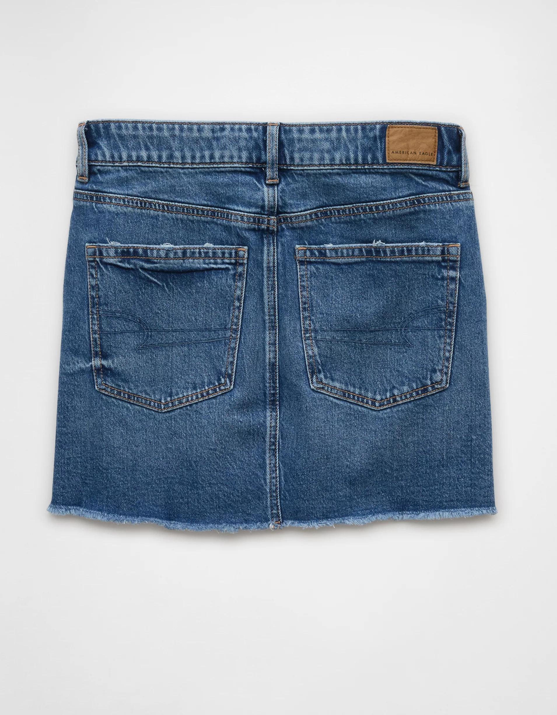 AE Stretch High-Waisted Perfect Denim Mini Skirt Product Image