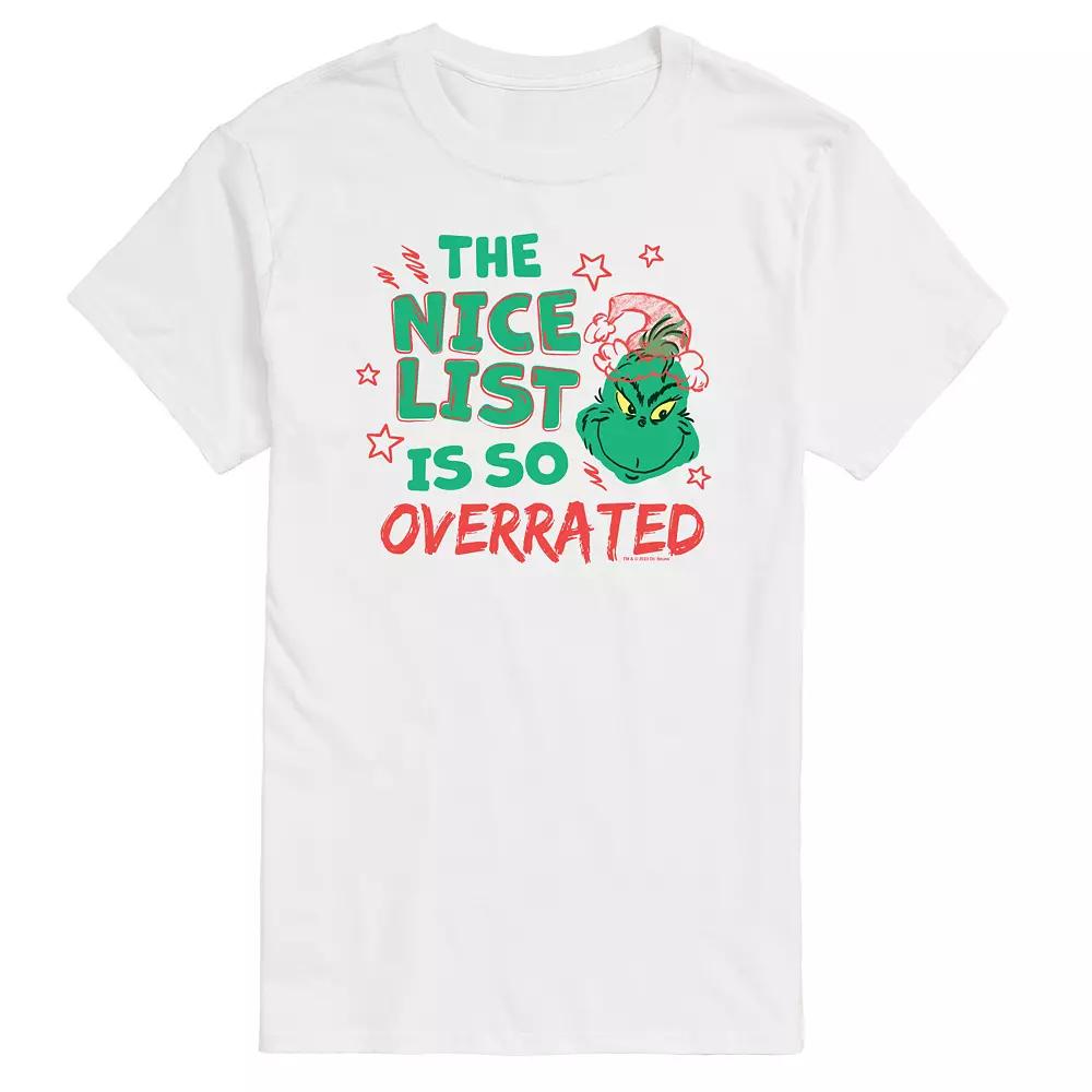 Men's Dr. Seuss The Grinch Nice List Overrated Graphic Tee,  Product Image