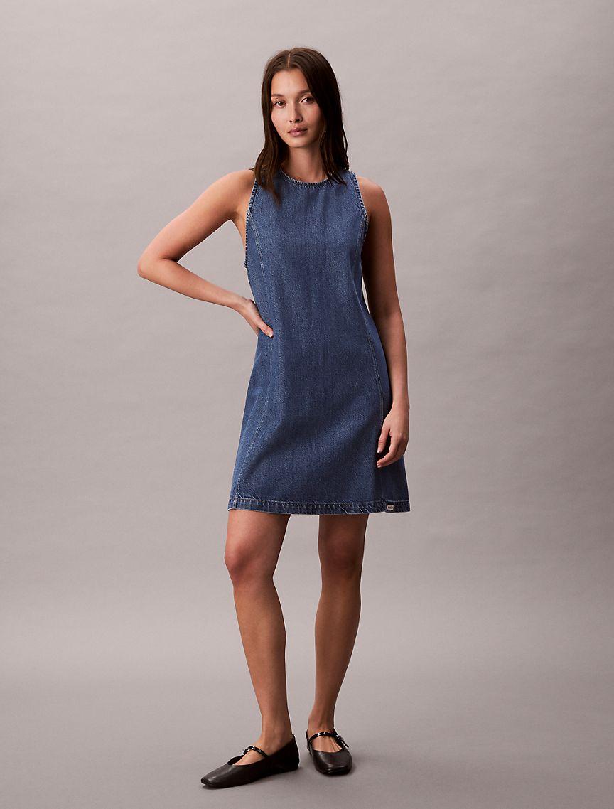 Denim Mini Shift Dress  Product Image
