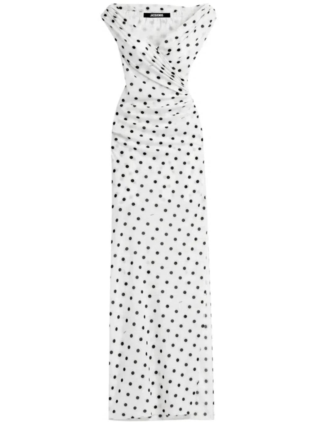 JACQUEMUS Women Rita Pois Long Dress In White Product Image