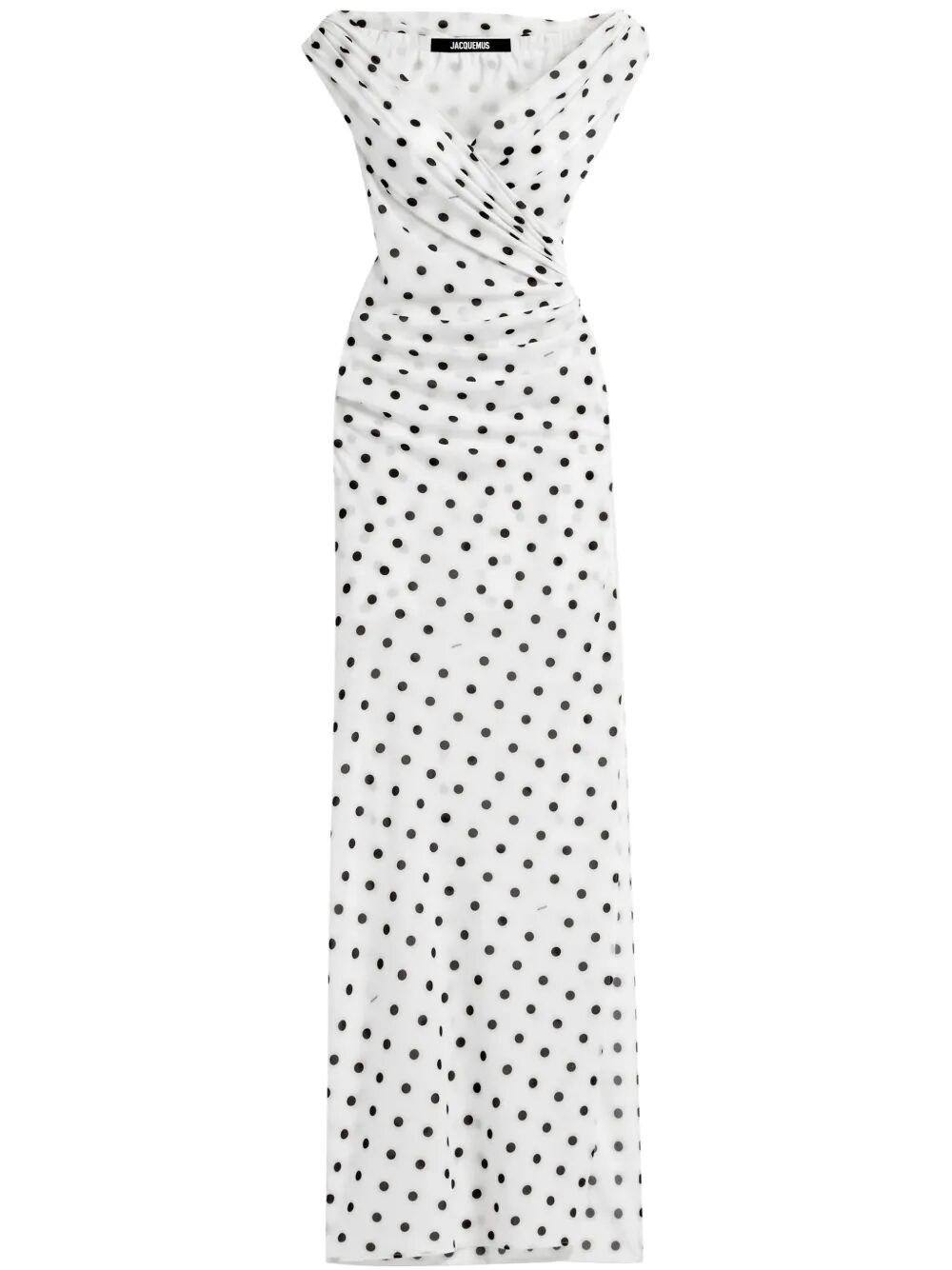 JACQUEMUS Women Rita Pois Long Dress In White Product Image