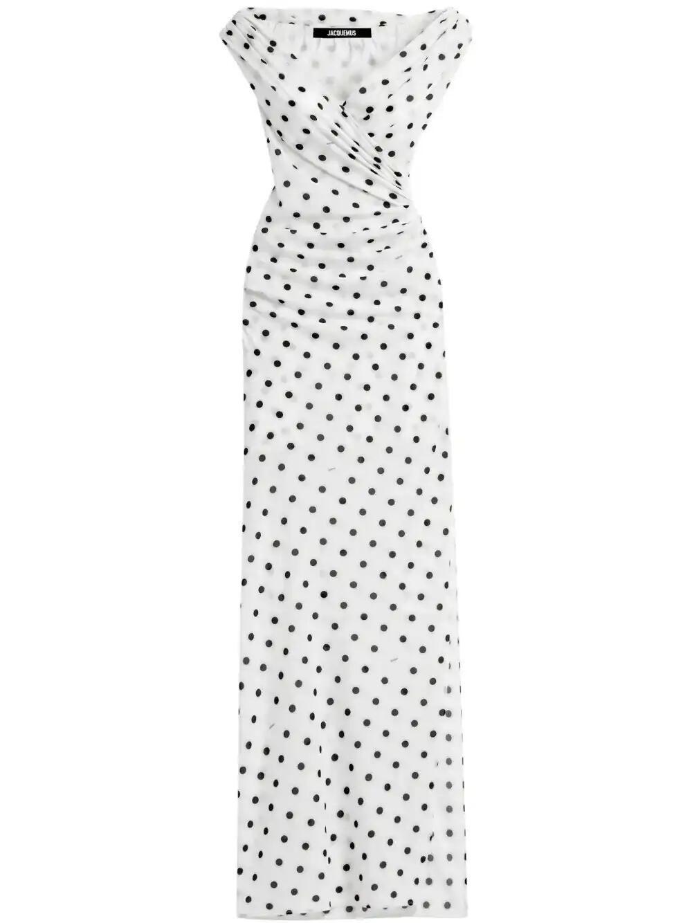 JACQUEMUS Women Rita Pois Long Dress In White Product Image