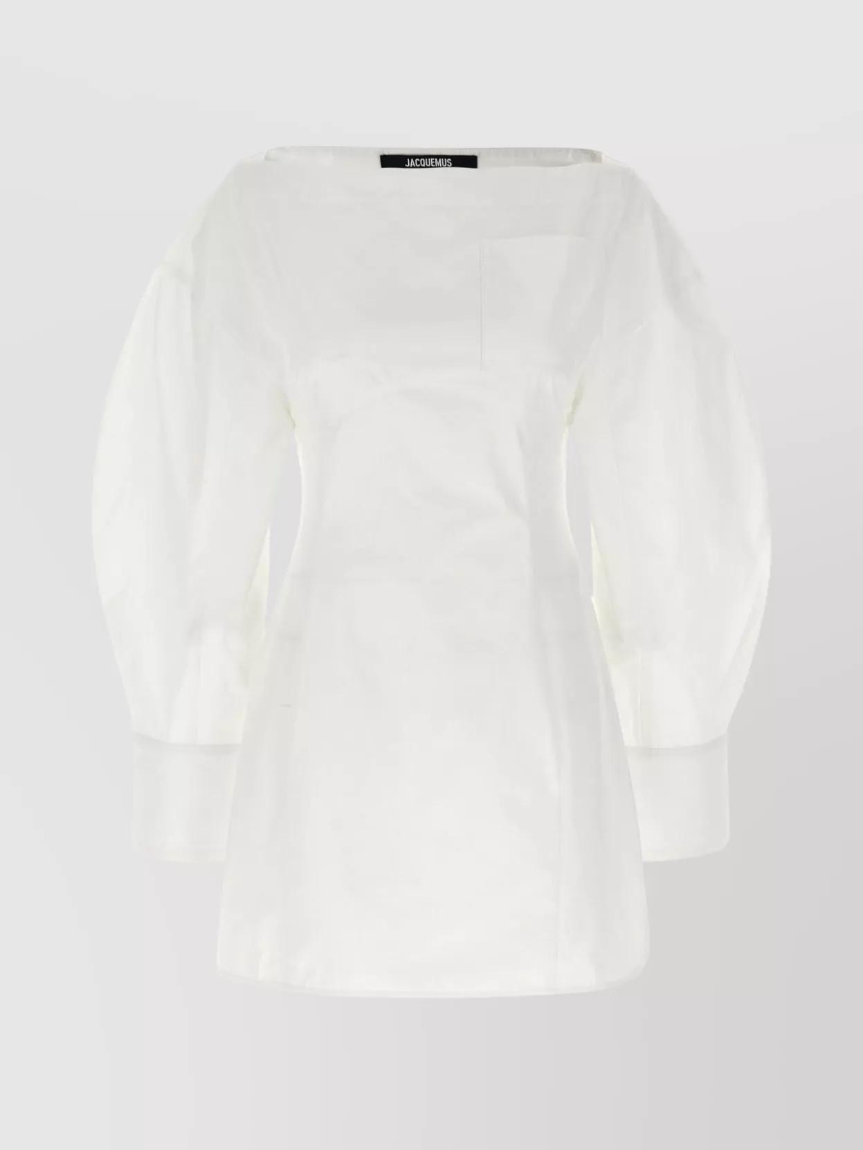 JACQUEMUS La Casaco Long Sleeve Cotton Shirtdress In White Product Image