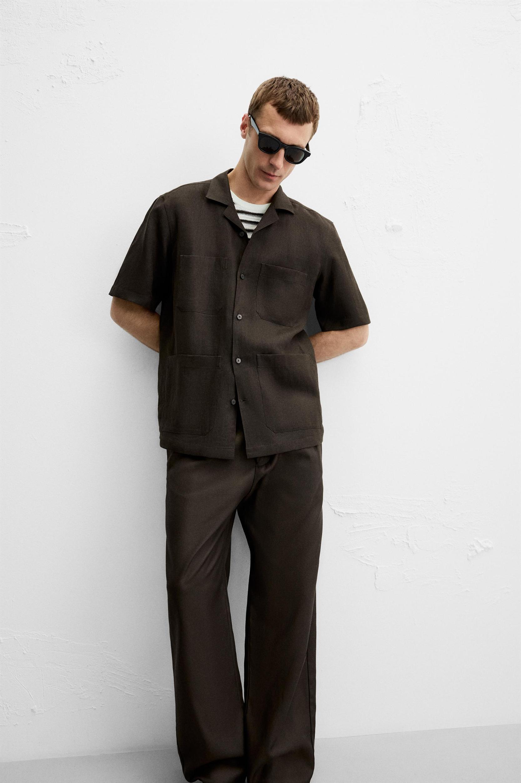 100% LINEN SHIRT WITH POCKETS Product Image