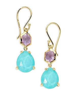 Womens Rock Candy Small Snowman 18K Yellow Gold Turquoise Doublet Drop Earrings Product Image