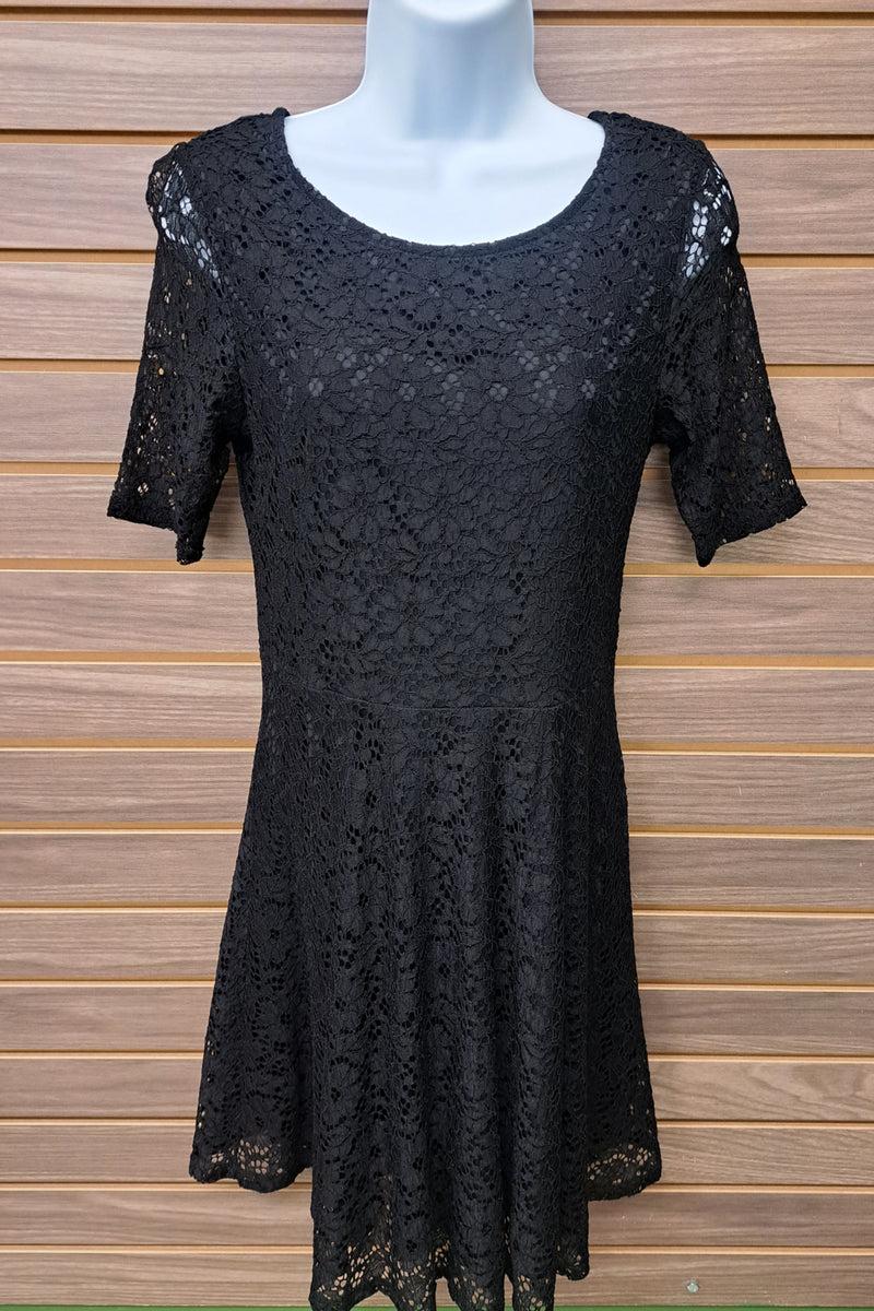 Black Lace Overlay Dress Product Image