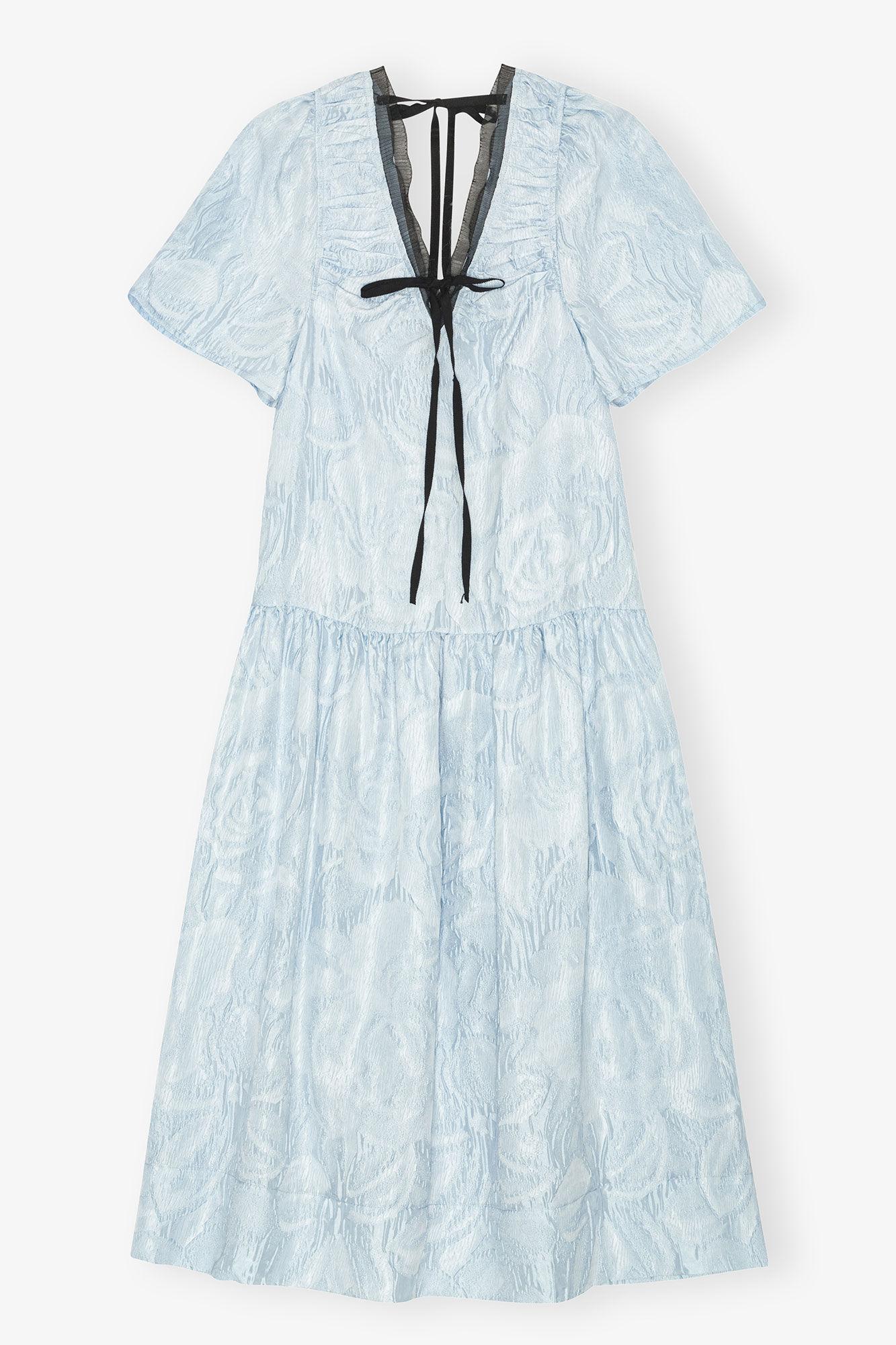 Blue Textured Cloque Midi Dress Product Image