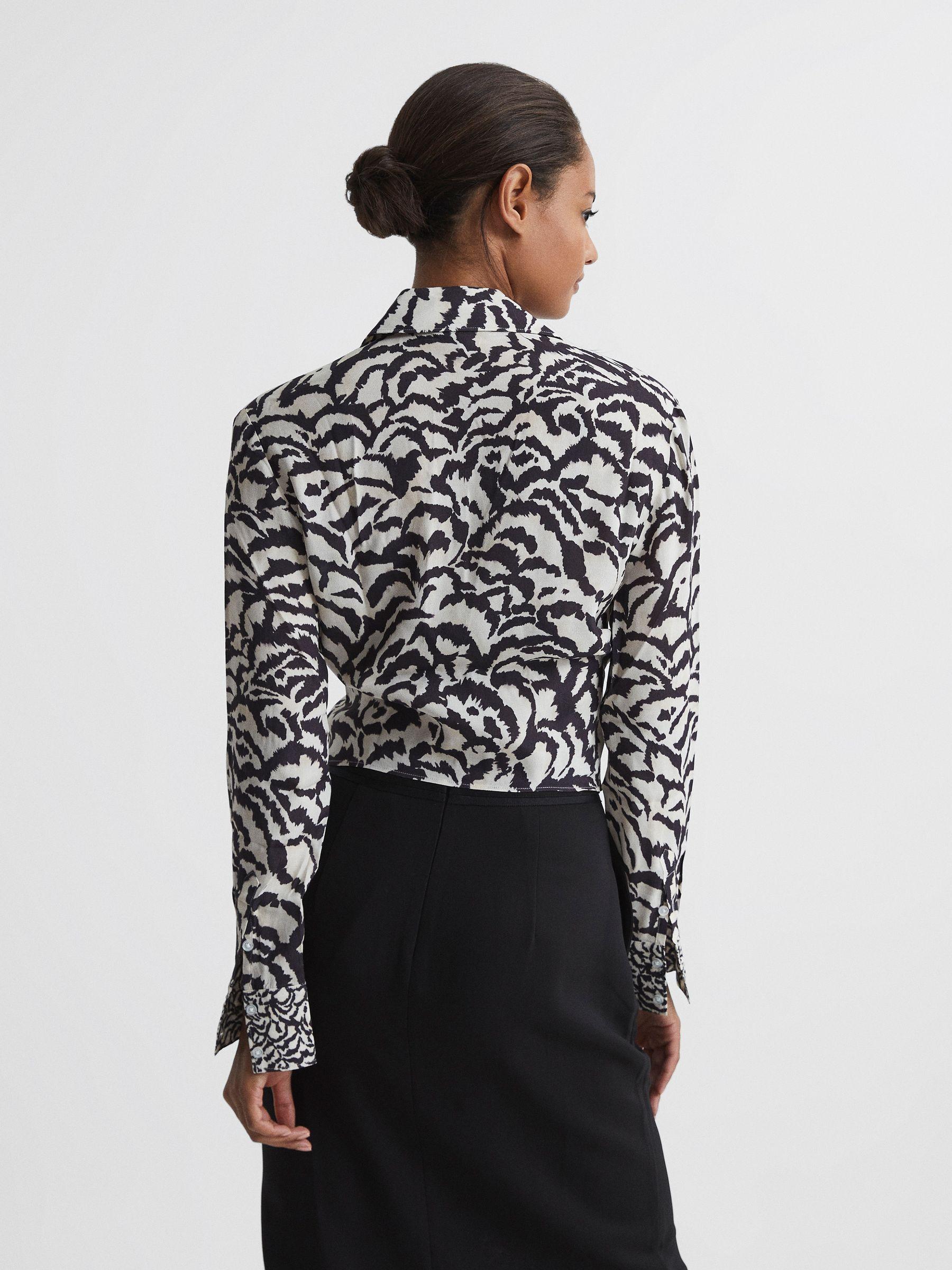 Monochrome Zebra Print Top in Black Product Image