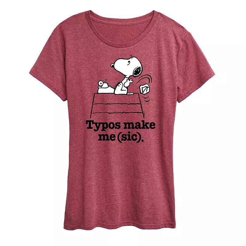Women's Peanuts Snoopy Typos Make Me Sic Graphic Tee,  Product Image