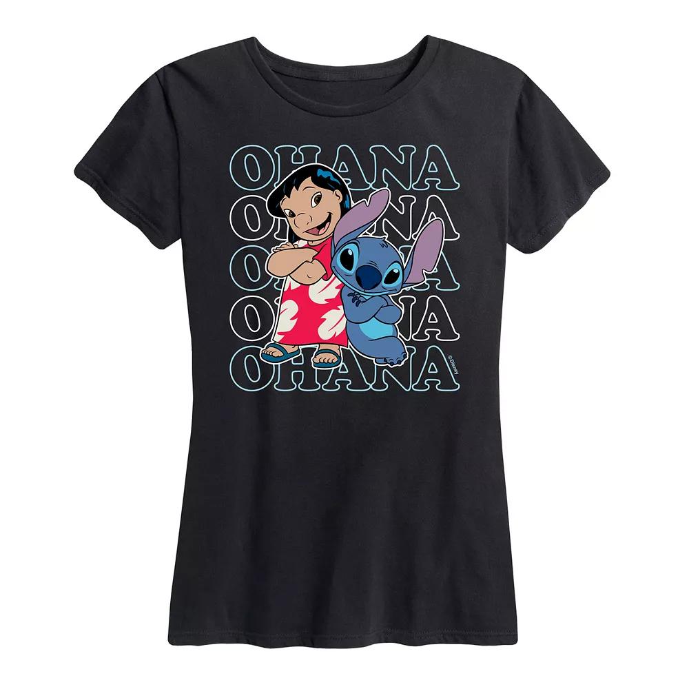 Disney's Lilo & Stitch Women's Ohana Repeated Graphic Tee,  Product Image