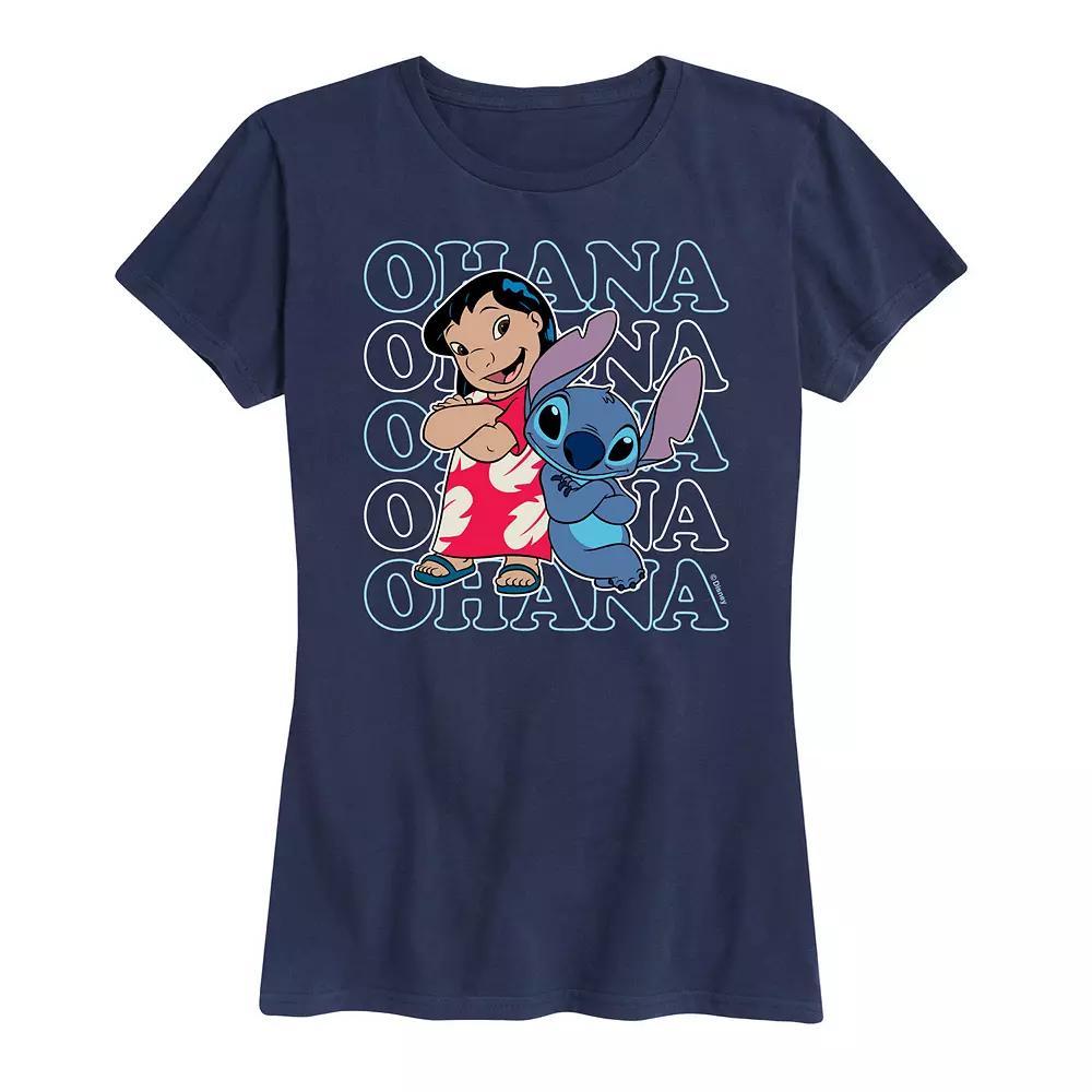 Disney's Lilo & Stitch Women's Ohana Repeated Graphic Tee,  Product Image