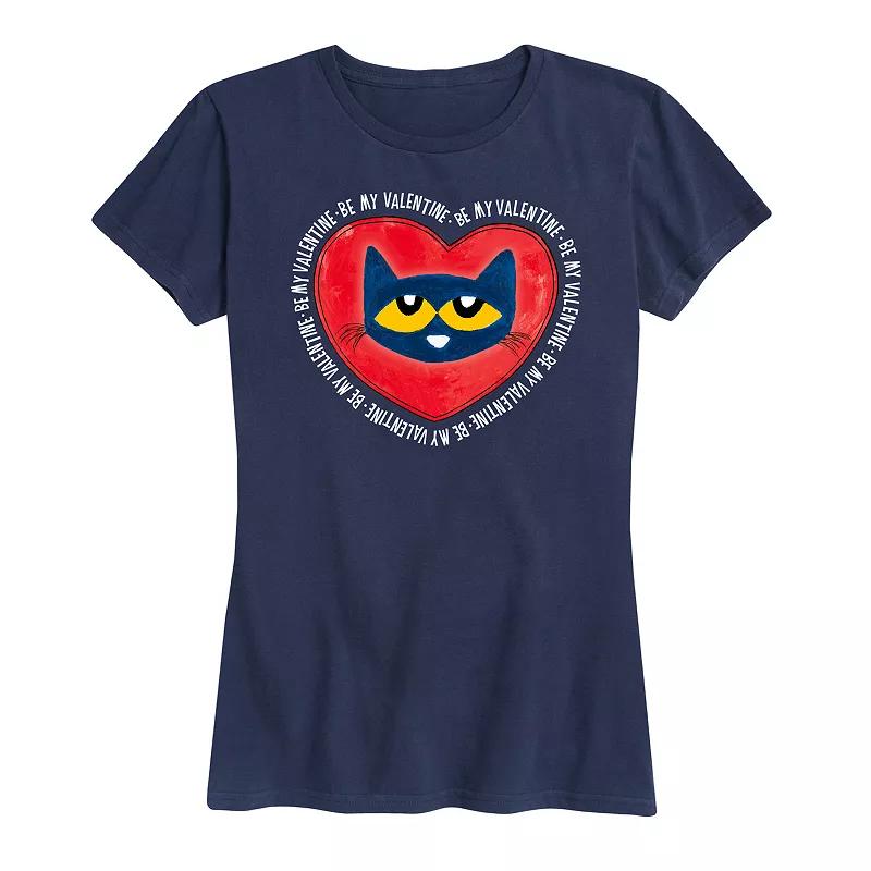 Women's Pete The Cat Be My Valentine Pete Face Graphic Tee,  Product Image