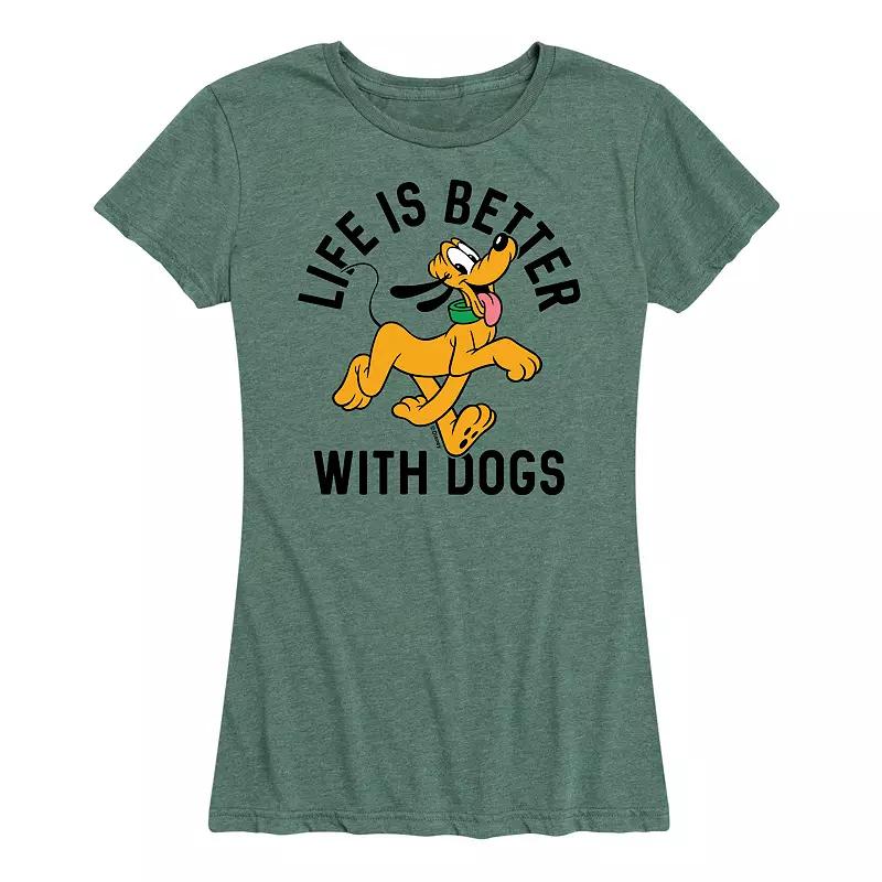 Disney's Pluto Women's Life Is Better With Dogs Graphic Tee,  Product Image