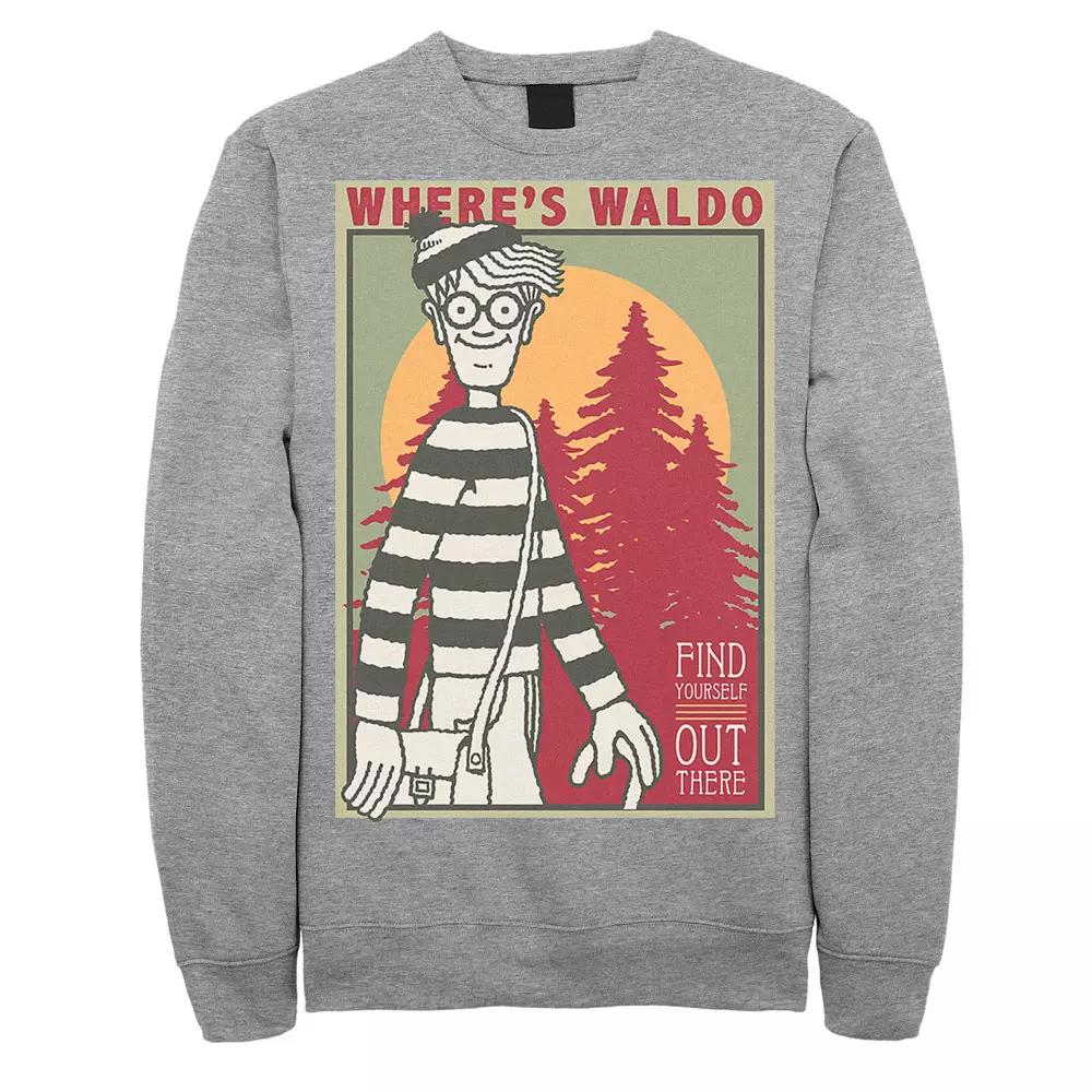 Men's Where's Waldo Find Yourself Poster Sweatshirt, Size: XL, Athletic Grey Product Image