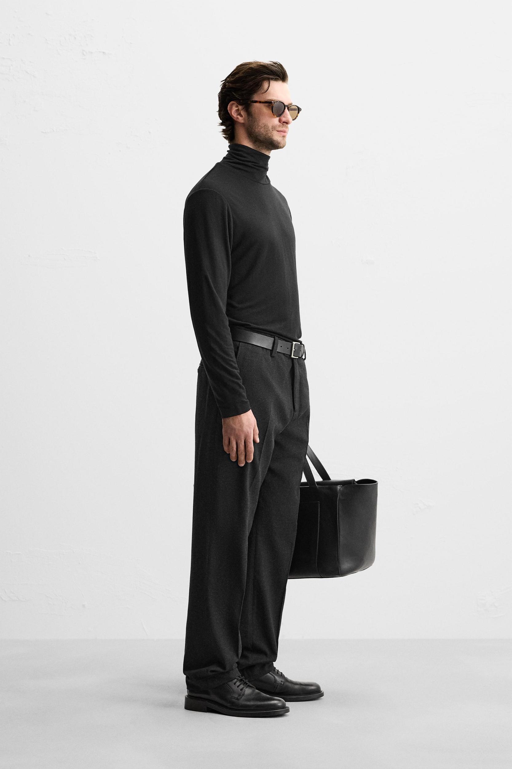 WOOL BLEND TEXTURED PANTS Product Image