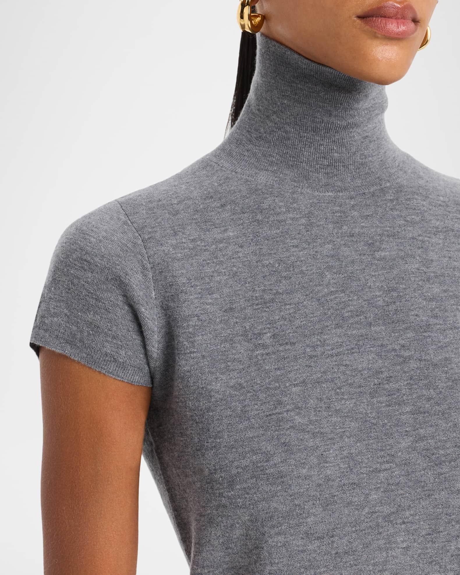 Cropped Cap-Sleeve Turtleneck Top Product Image