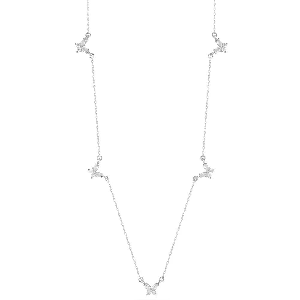 Sunkissed Sterling Silver Over Cubic Zirconia Butterfly Necklace, Women's, Size: 16", Silver Tone Product Image