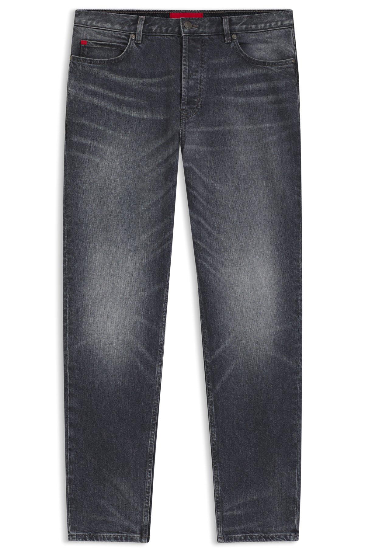 Tapered-fit jeans in used-effect gray denim Product Image