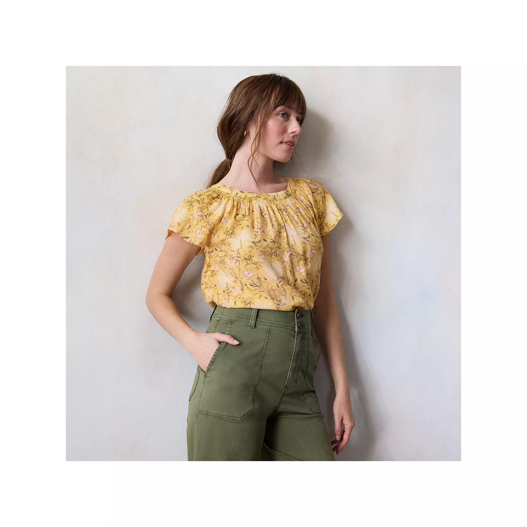 Women's LC Lauren Conrad Shirred Neck Shell Top, Size: Medium, Yellow Botanica Product Image