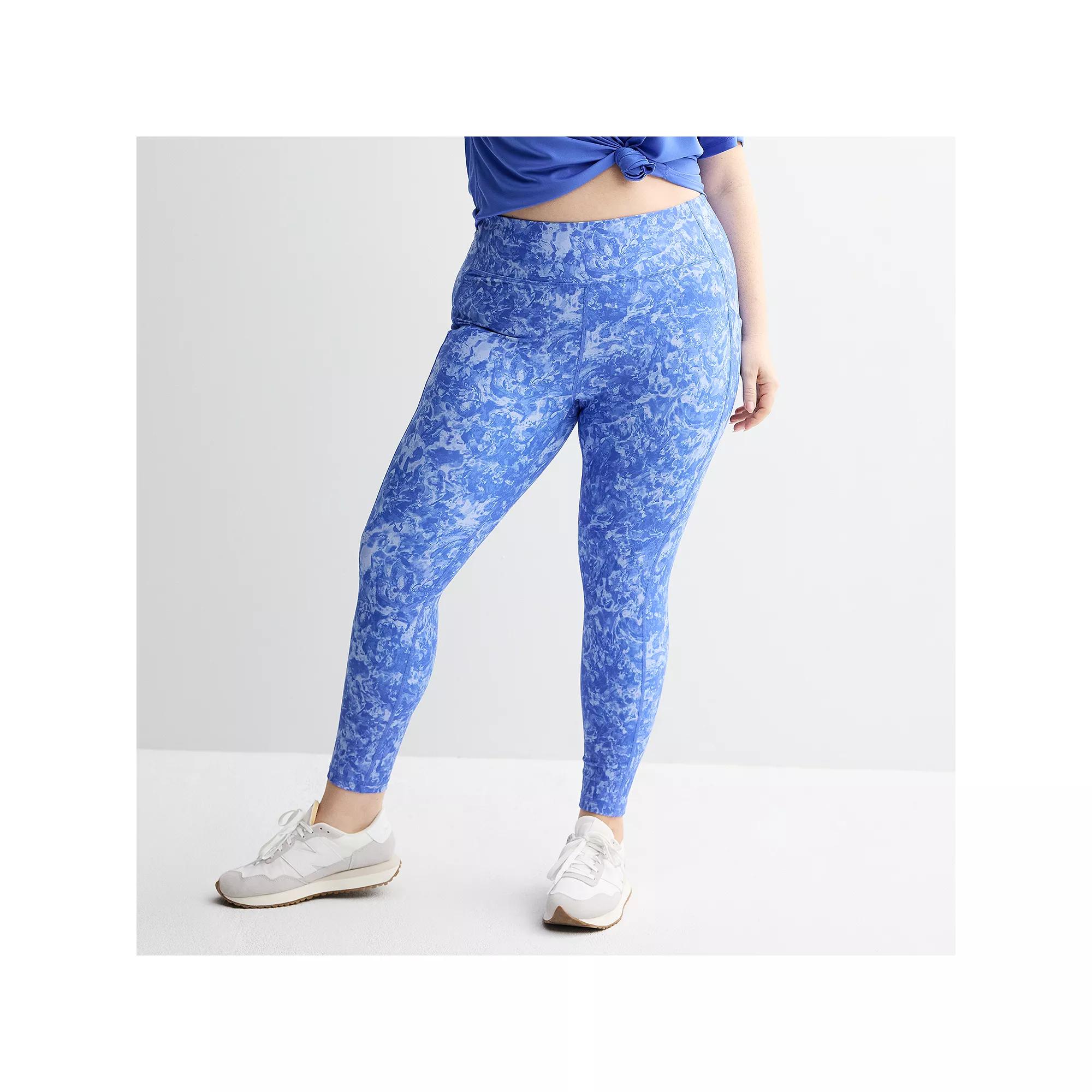 Plus Size Tek Gear® Ultrastretch High-Waisted Side Pocket 7/8 Leggings, Women's, Size: 3XL, Medium Blue Paint Product Image