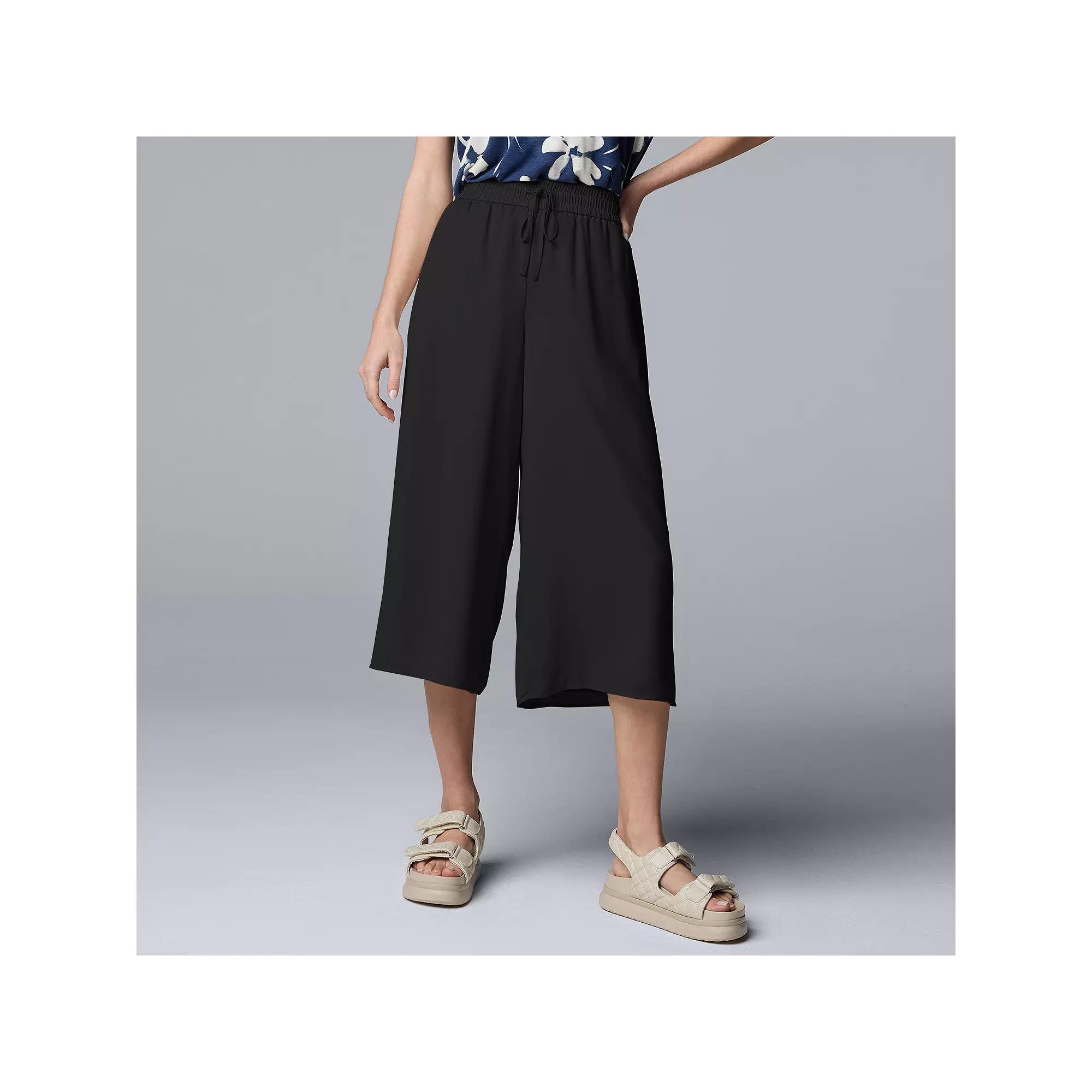 Women's Simply Vera Vera Wang Drpey Culotte Pants, Size: XS, Black Product Image