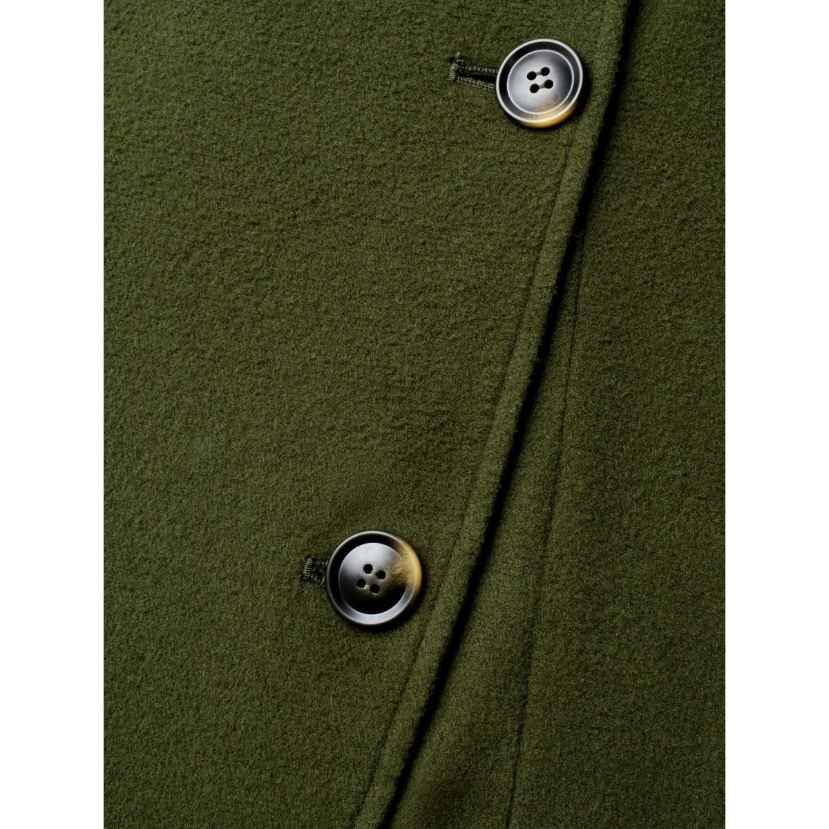 Plus Size Solid Wrap Button Up Asymmetrical Hem Coat Women ArmyGreen Elegant Button Ladies Everyday Winter Coats BloomChic 18-20/2X Product Image