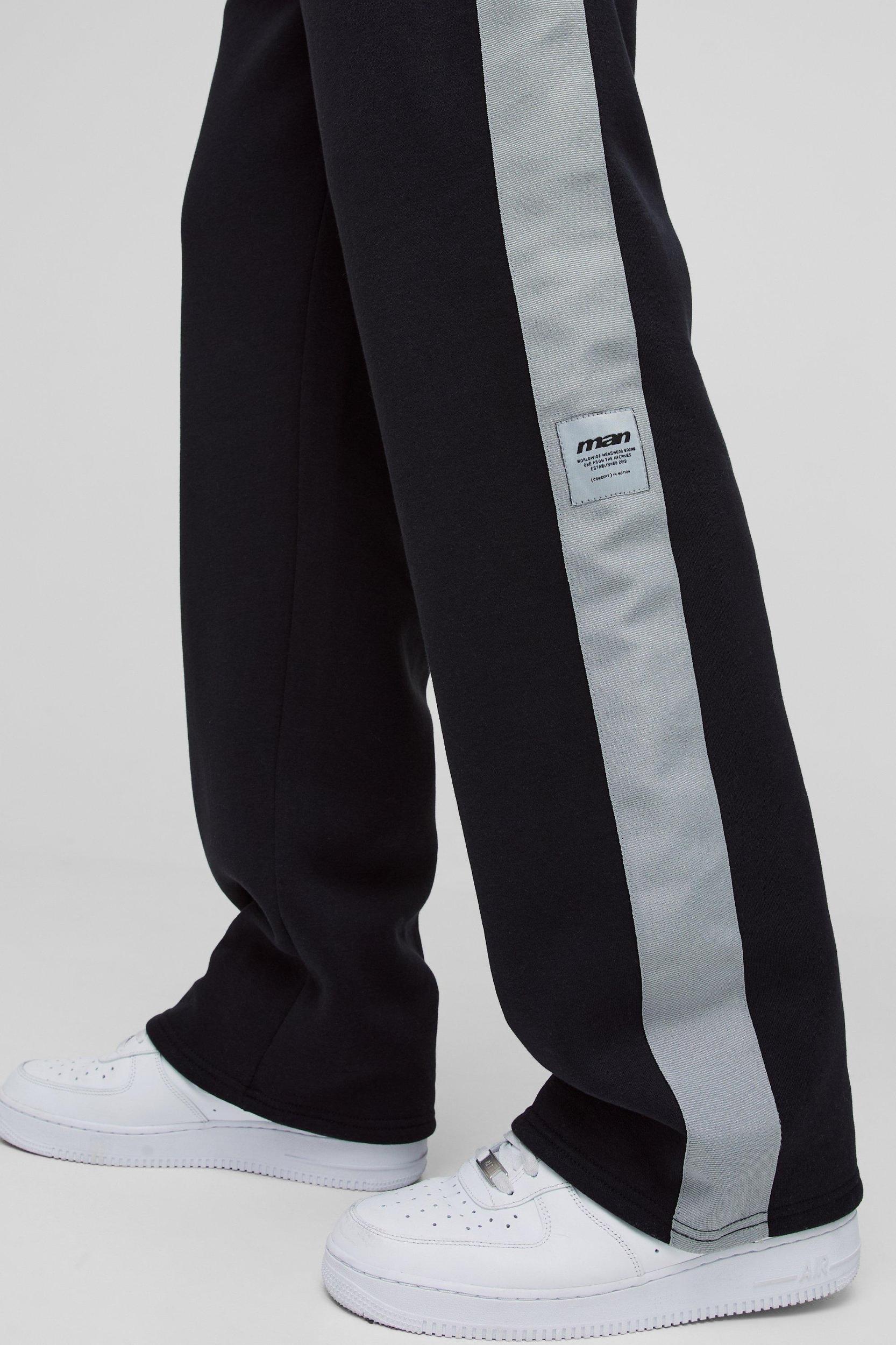 Tall Relaxed Stripe Detail Woven Tab Sweatpants | boohooMAN USA Product Image