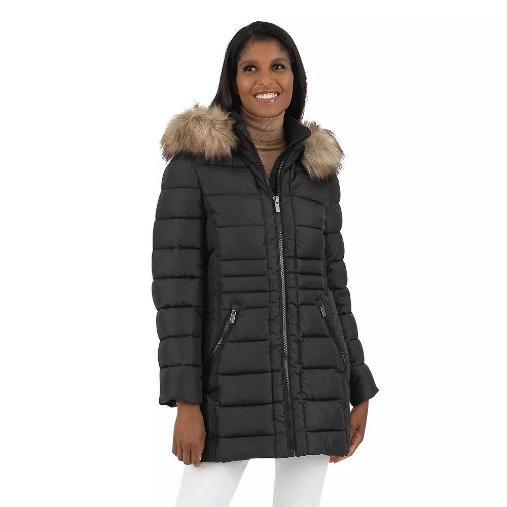 Women's Fleet Street Faux Fur Trimmed Hooded Puffer Coat,  Product Image