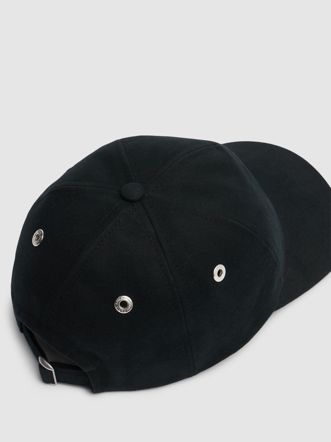 AMI ALEXANDRE MATTIUSSI Ami Paris Black And Red Cotton Ami Paris De Coeur Baseball Cap Product Image
