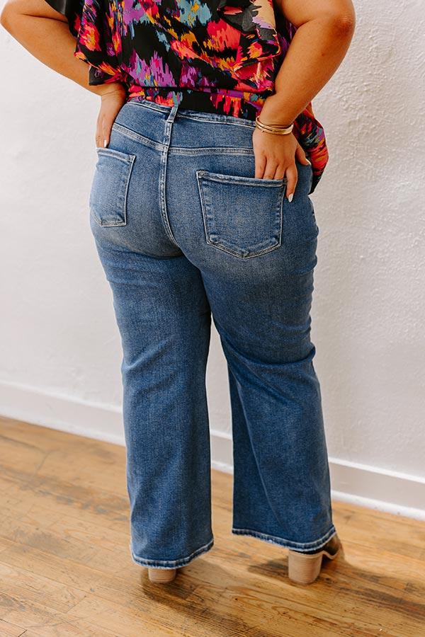 RISEN Paisley High Waist Wide Leg Jean Curves Product Image